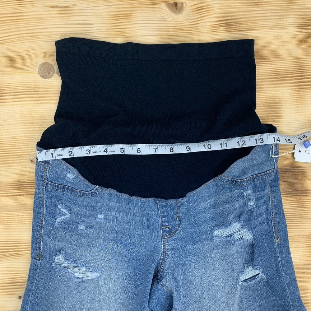 1822 Denim Evalyn Maternity Sustainable Roll Cuff Distressed Short Sz 27 - Picture 10 of 11